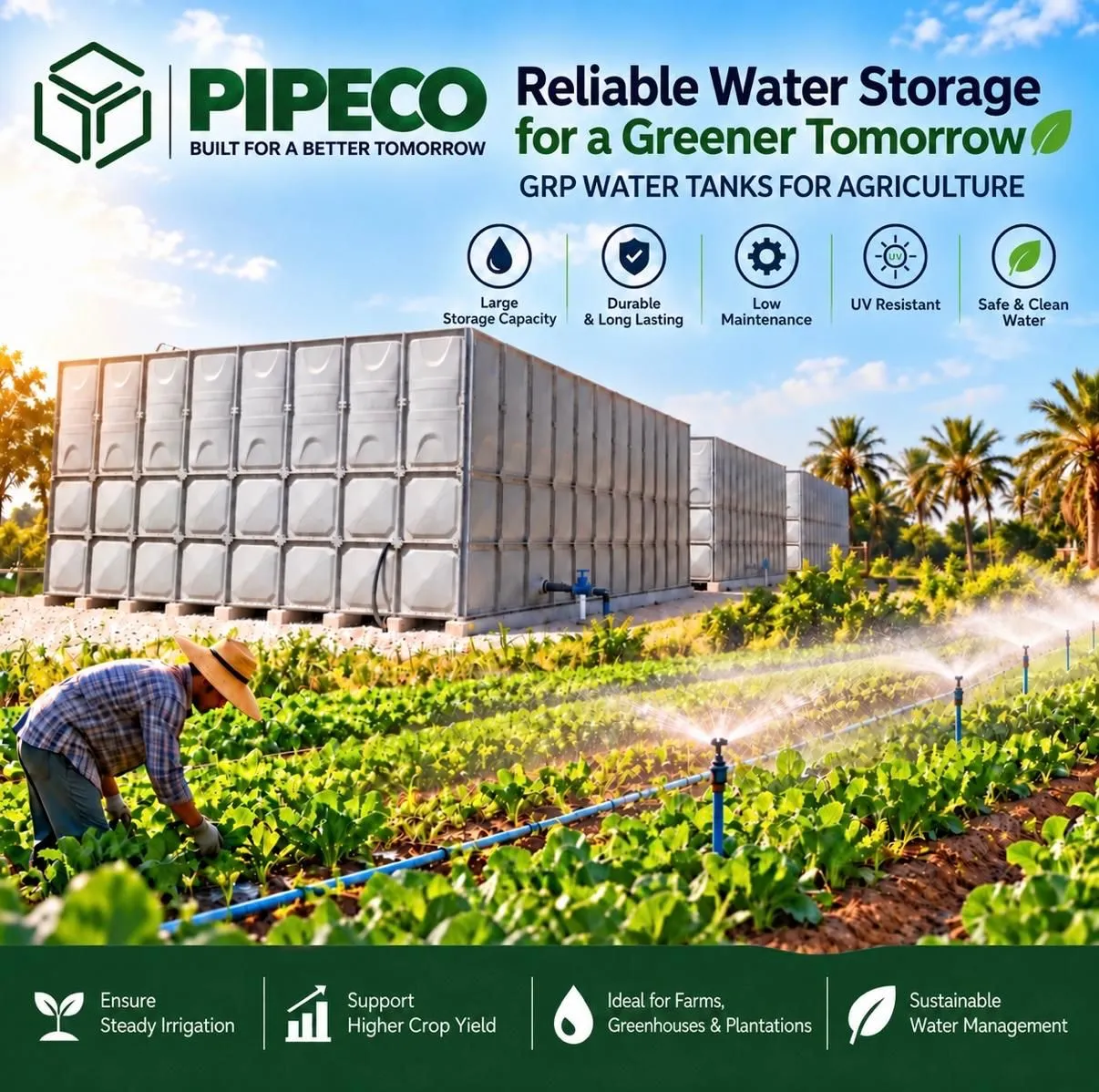 GRP Water Tanks for Agricultural Irrigation: Capacity Planning, Outdoor Durability & Water Storage GRP Water Tanks for Agricultural Irrigation: Capacity Planning, Outdoor Durability & Water Storage